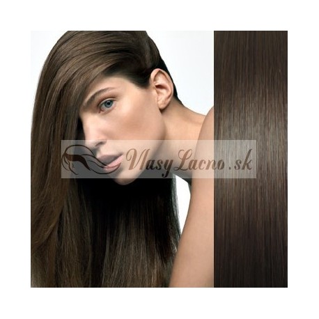 CLIP IN pás 60-63 cm, 100% ľudské vlasy - najtmavšie hnedá