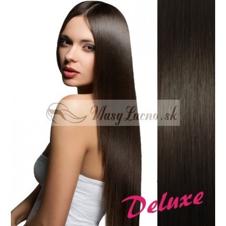 DELUXE najtmavšie hnedé CLIP IN vlasy na predĺženie - 50-53 cm