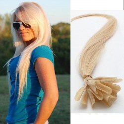 Najsvetlejšie blond vlasy - keratin, 50 cm, 25 prameňov (613)