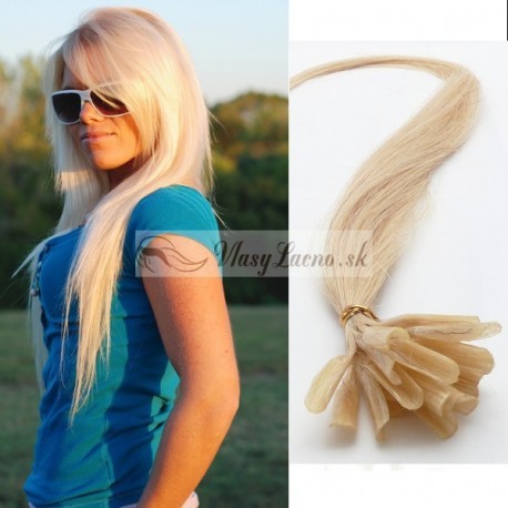 Najsvetlejšie blond vlasy - keratin, 50 cm, 25 prameňov (613)