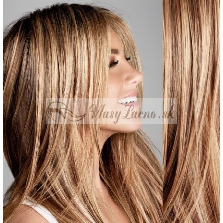 Melírované (prírodná / svetlejšia blond) CLIP IN vlasy na predĺženie - 50-53 cm
