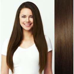 Stredne hnedé CLIP IN vlasy na predĺženie - 60-63 cm