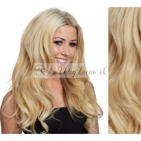 Najsvetlejšie blond CLIP IN vlasy na predĺženie, vlnité - 50-53 cm