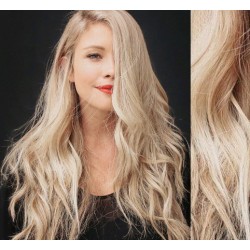 Platinové blond CLIP IN vlasy na predĺženie, vlnité - 50-53 cm