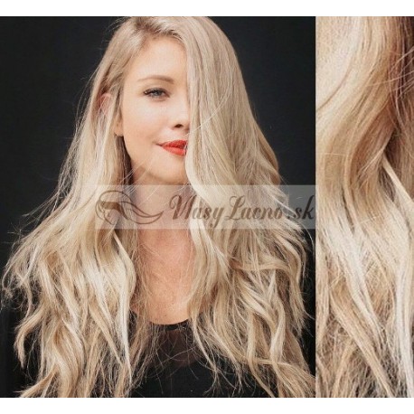 Platinové blond CLIP IN vlasy na predĺženie, vlnité - 50-53 cm