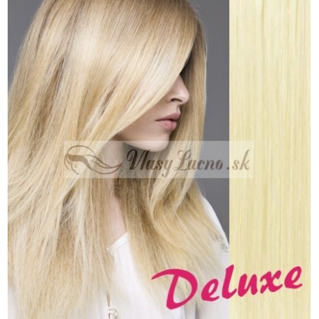 DELUXE najsvetlejšie blond CLIP IN vlasy na predĺženie - 40-43 cm