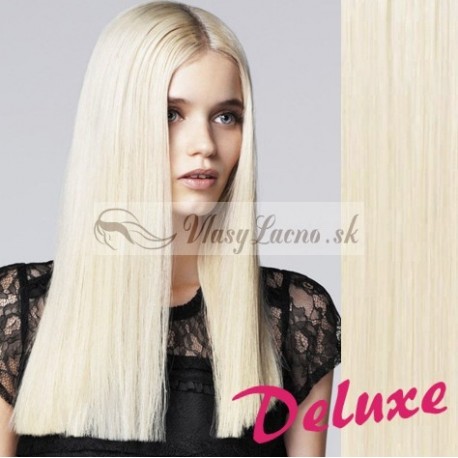 DELUXE platinové blond CLIP IN vlasy na predĺženie - 40-43 cm