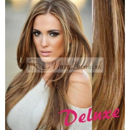 DELUXE melírované (svetlý melír) CLIP IN vlasy na predĺženie - 50-53 cm