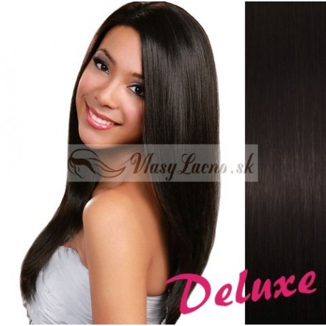 DELUXE prírodné čierne CLIP IN vlasy na predĺženie - 60-63 cm