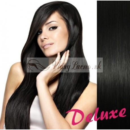 DELUXE uhľovo čierne CLIP IN vlasy na predĺženie - 70-73 cm