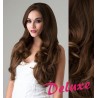 DELUXE stredne hnedé CLIP IN vlasy, vlnité - 50-53 cm