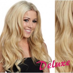 DELUXE najsvetlejšia blond CLIP IN vlasy, vlnité - 50-53 cm