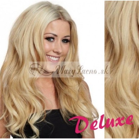 DELUXE najsvetlejšia blond CLIP IN vlasy, vlnité - 50-53 cm