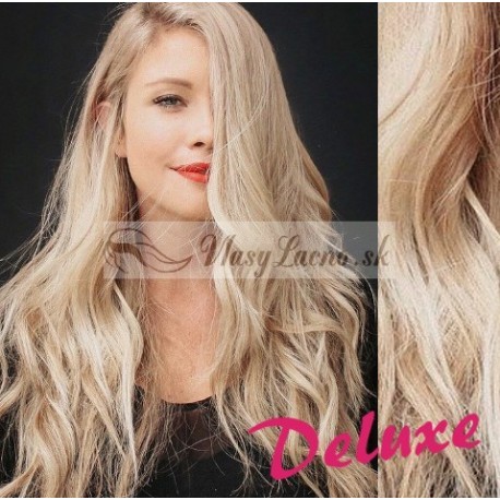 DELUXE platinové blond CLIP IN vlasy, vlnité - 50-53 cm