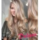 DELUXE melírované (platina / svetlo hnedá) CLIP IN vlasy, vlnité - 50-53 cm