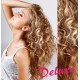 DELUXE melirovane (prírodná / svetlejšia blond) CLIP IN vlasy, kučeravé - 50-53 cm