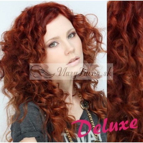 DELUXE medené CLIP IN vlasy, kučeravé - 50-53 cm