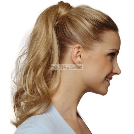 Vlnitý clip-in cop 50 cm, ľudské vlasy - prírodná / svetlejšia blond