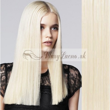CLIP IN pás 40-43 cm, 100% ľudské vlasy - platinová blond