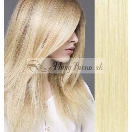 CLIP IN pás 50-53 cm, 100% ľudské vlasy - najsvetlejšia blond