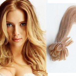 Zlatisté blond vlasy na predĺženie - keratin, 50 cm, 25 prameňov (022)